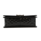 Chanel Chain Shoulder Bag Boy 25 Quilted CC Logo Patent Black — view 3