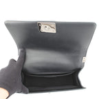 Chanel Chain Shoulder Bag Boy 25 Quilted CC Logo Patent Black — view 6