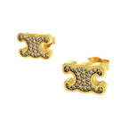 Celine Triomphe Rhinestone Studded Earrings — view 4