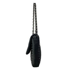 Chanel Shoulder Bag Quilted Black Silver Chain Logo — view 4