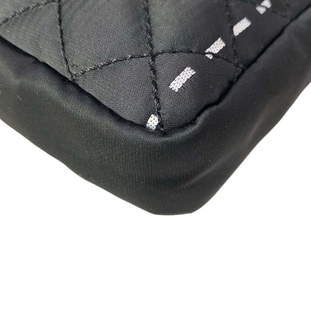 Chanel Shoulder Bag Quilted Black Silver Chain Logo — view 7