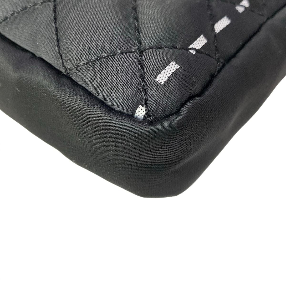 Chanel Shoulder Bag Quilted Black Silver Chain Logo — view 7