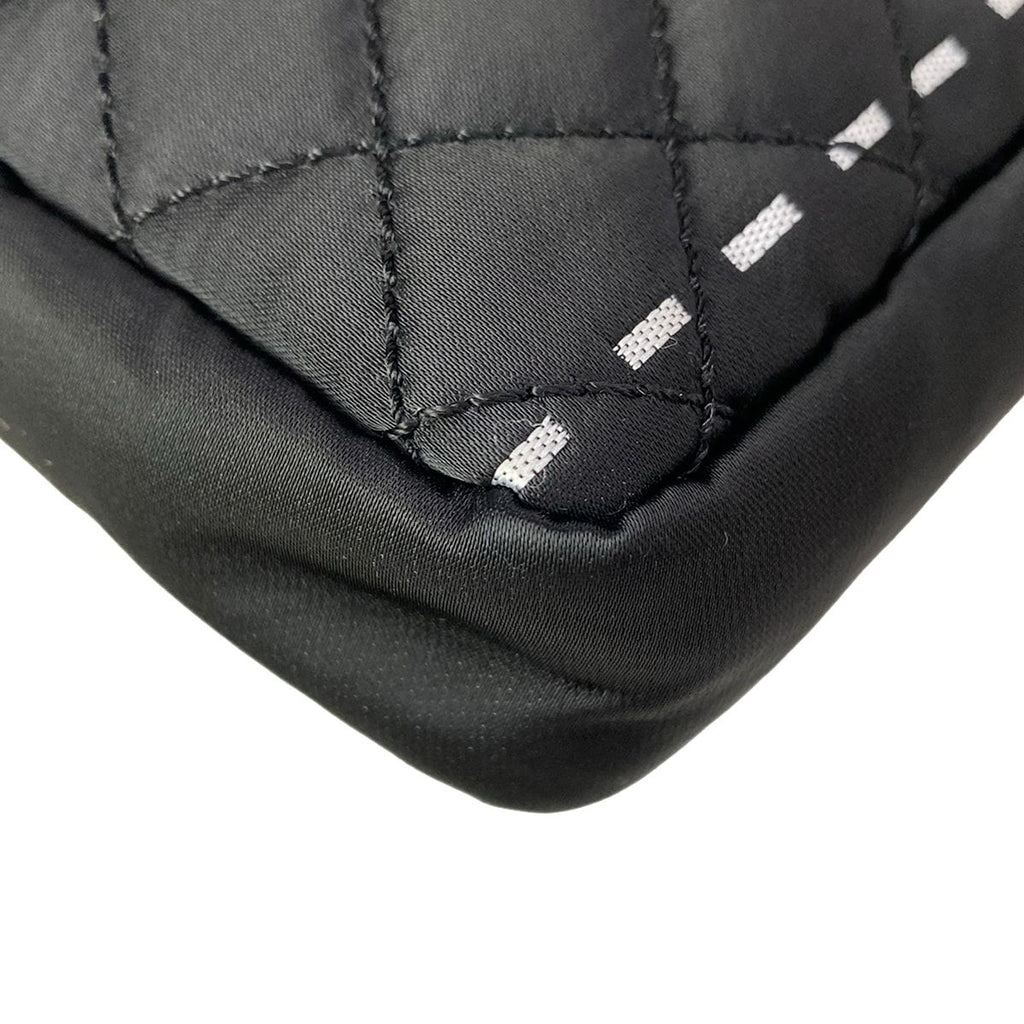 Chanel Shoulder Bag Quilted Black Silver Chain Logo — view 9