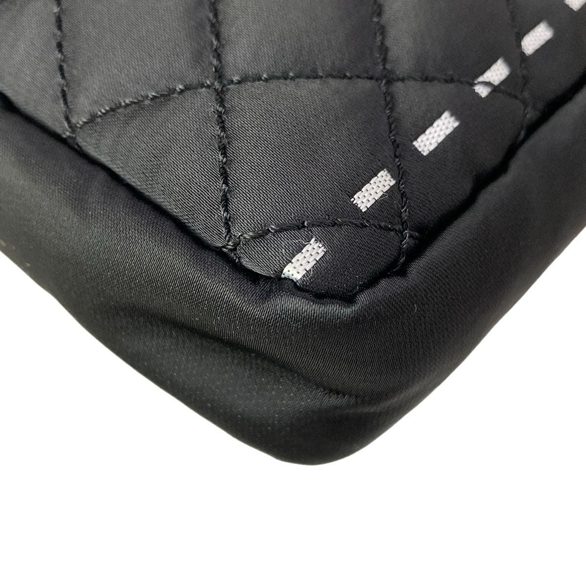 Chanel Shoulder Bag Quilted Black Silver Chain Logo — view 9