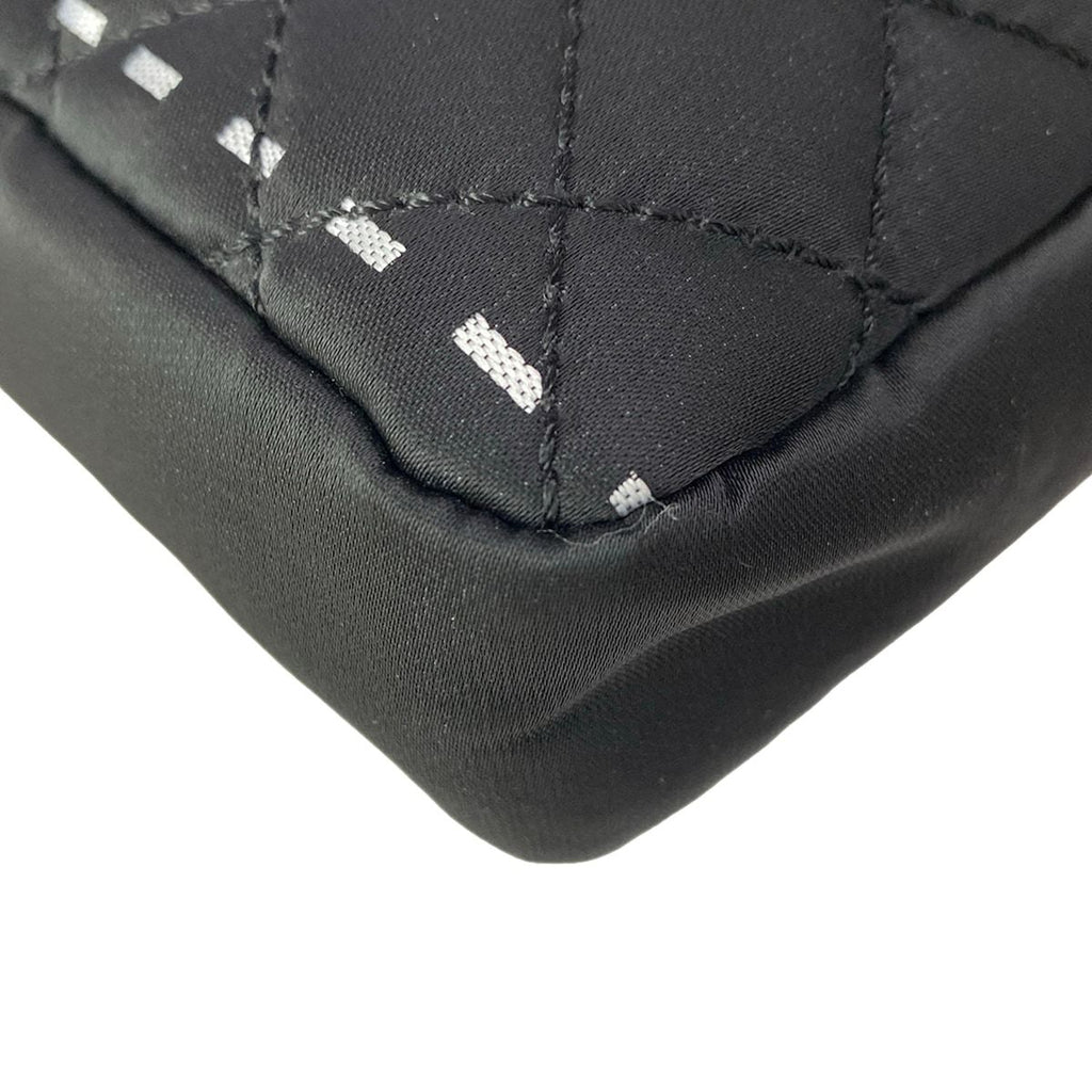 Chanel Shoulder Bag Quilted Black Silver Chain Logo — view 6