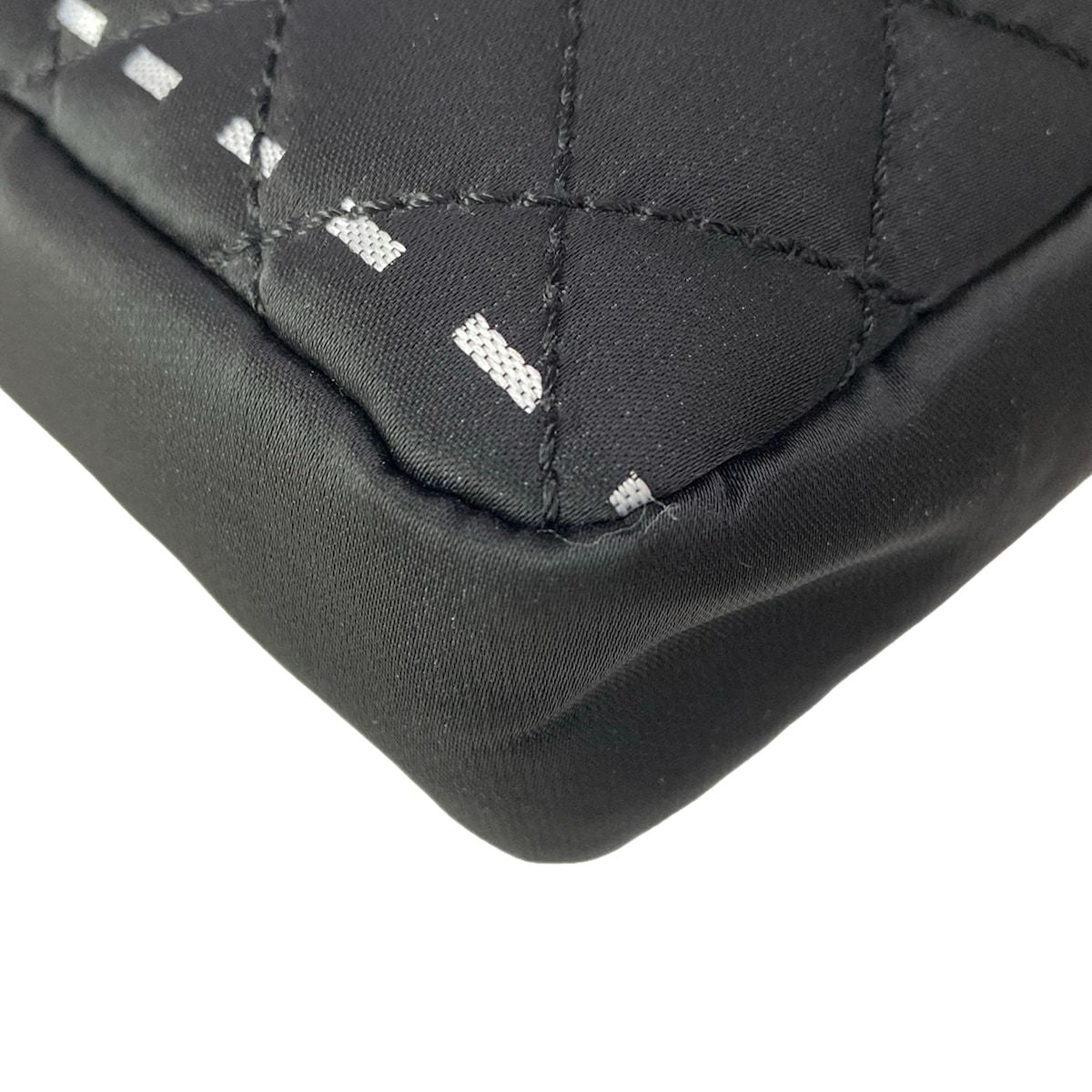 Chanel Shoulder Bag Quilted Black Silver Chain Logo — view 6