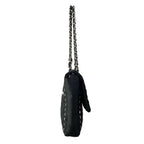 Chanel Shoulder Bag Quilted Black Silver Chain Logo — view 2