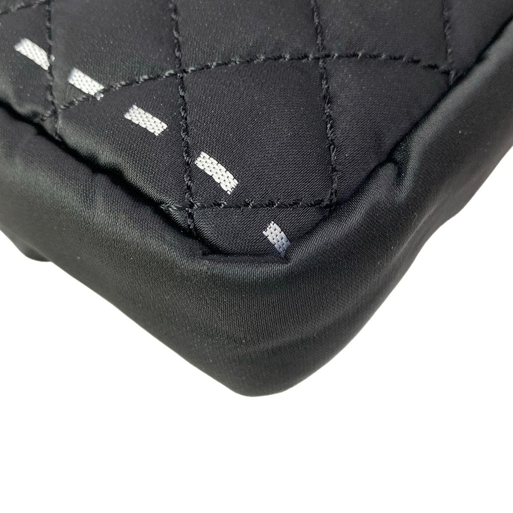 Chanel Shoulder Bag Quilted Black Silver Chain Logo — view 8