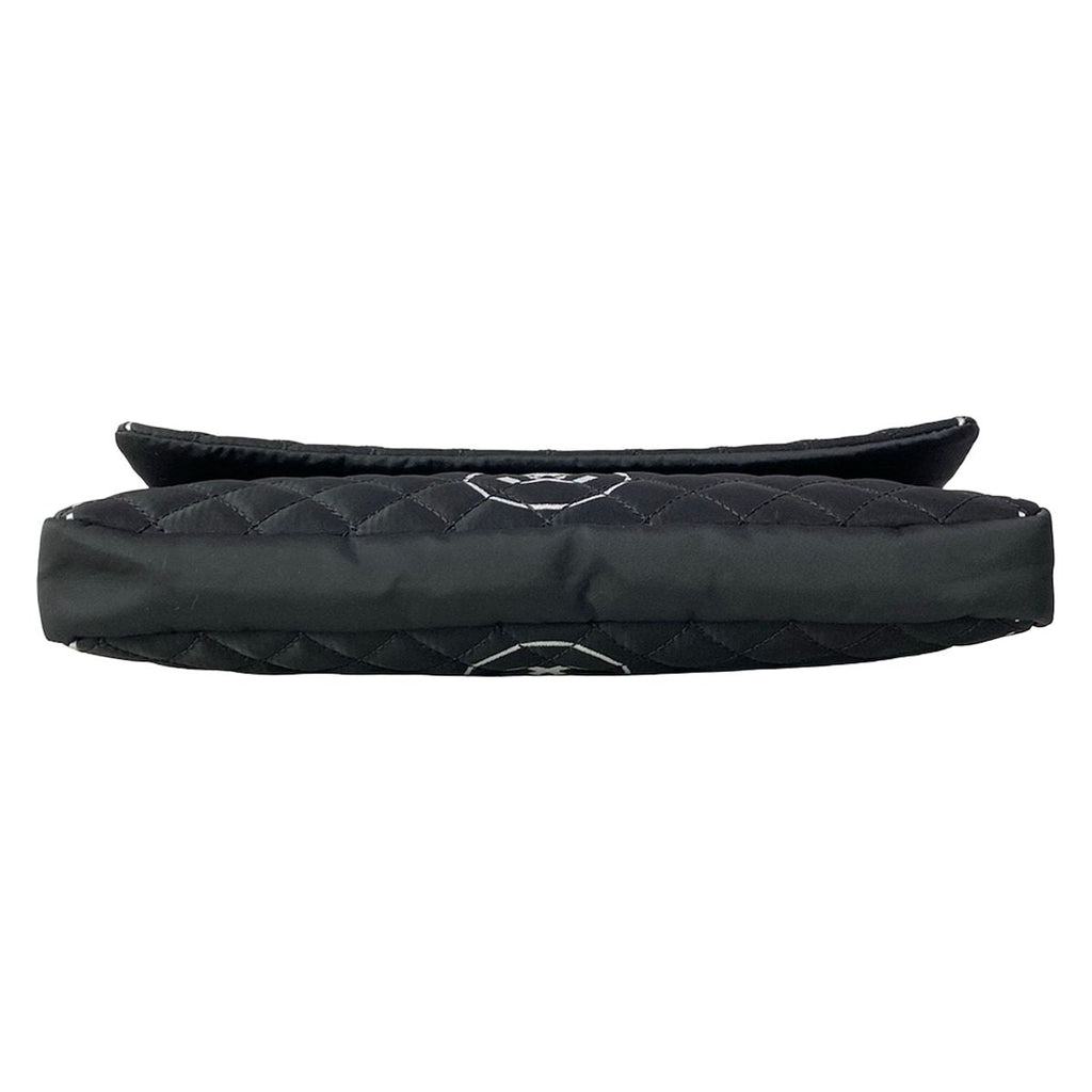 Chanel Shoulder Bag Quilted Black Silver Chain Logo — view 5