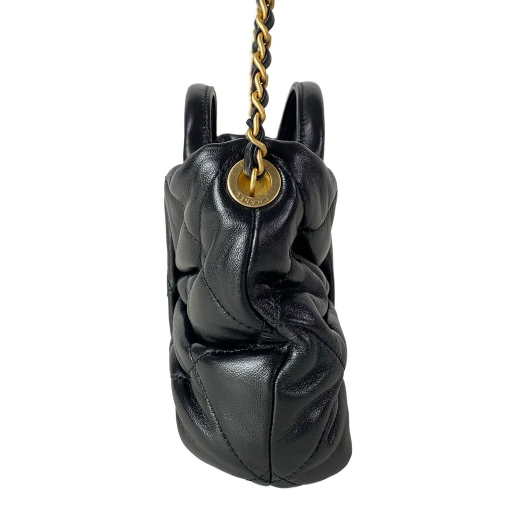 Chanel Handbag Mini Bow Bag Black 2-Way CC Logo Gold Lambskin — view 4