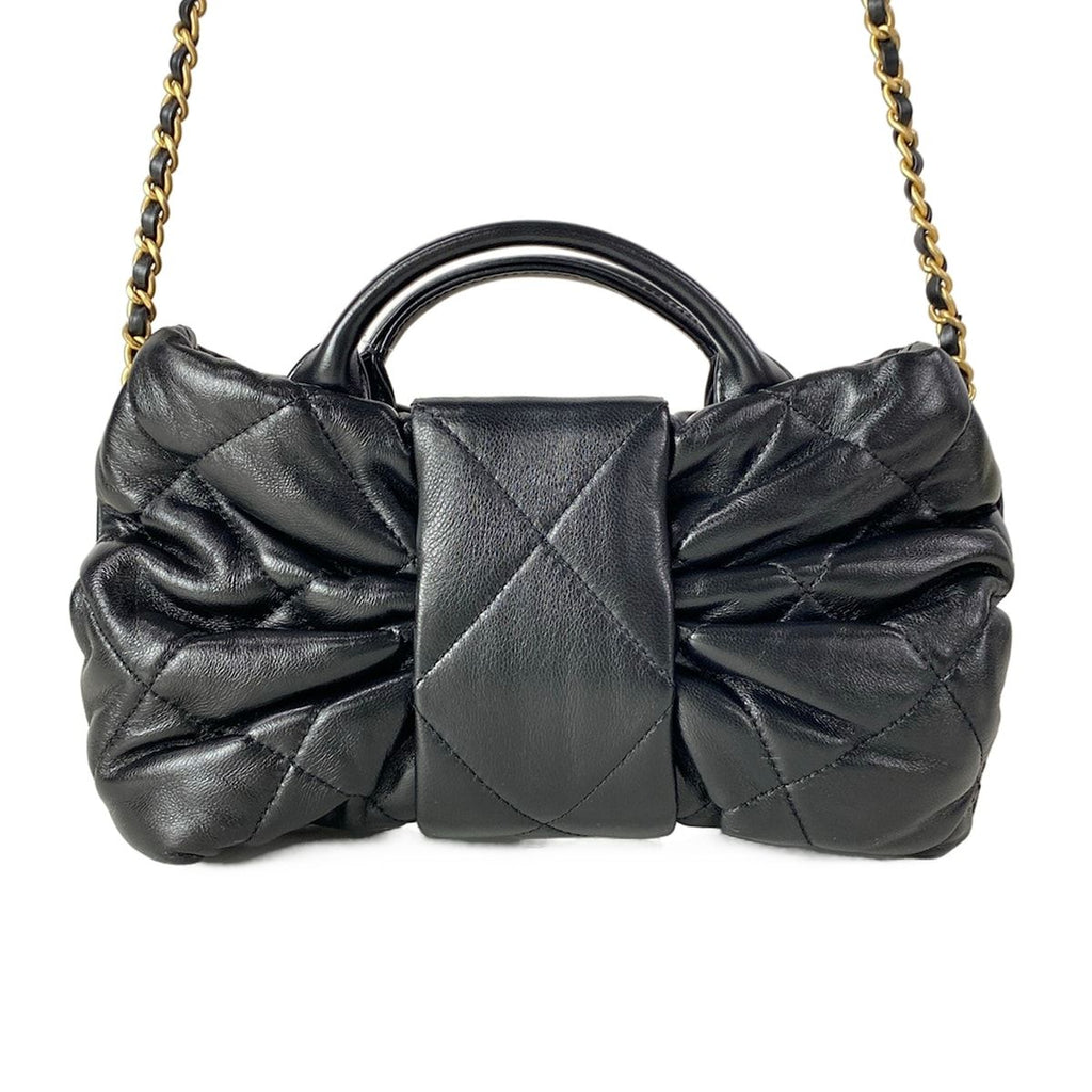 Chanel Handbag Mini Bow Bag Black 2-Way CC Logo Gold Lambskin — view 3