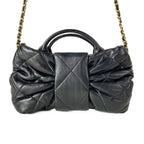 Chanel Handbag Mini Bow Bag Black 2-Way CC Logo Gold Lambskin — view 3