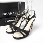 Chanel Sandals 37.5 13c Ankle Strap High Heels