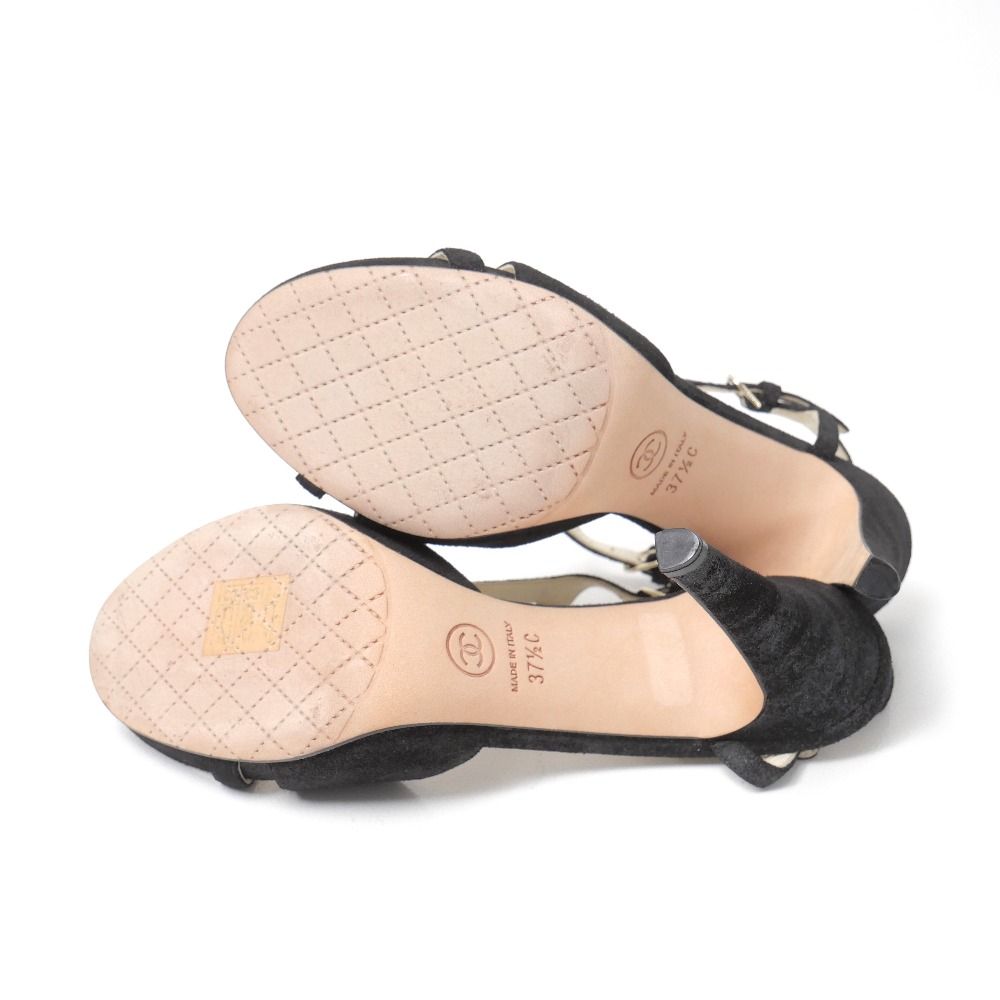 Chanel Sandals 37.5 13c Ankle Strap High Heels — view 8