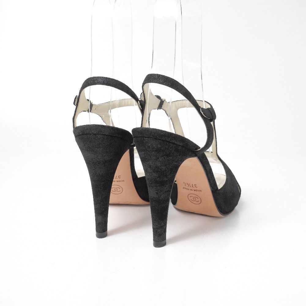 Chanel Sandals 37.5 13c Ankle Strap High Heels — view 3