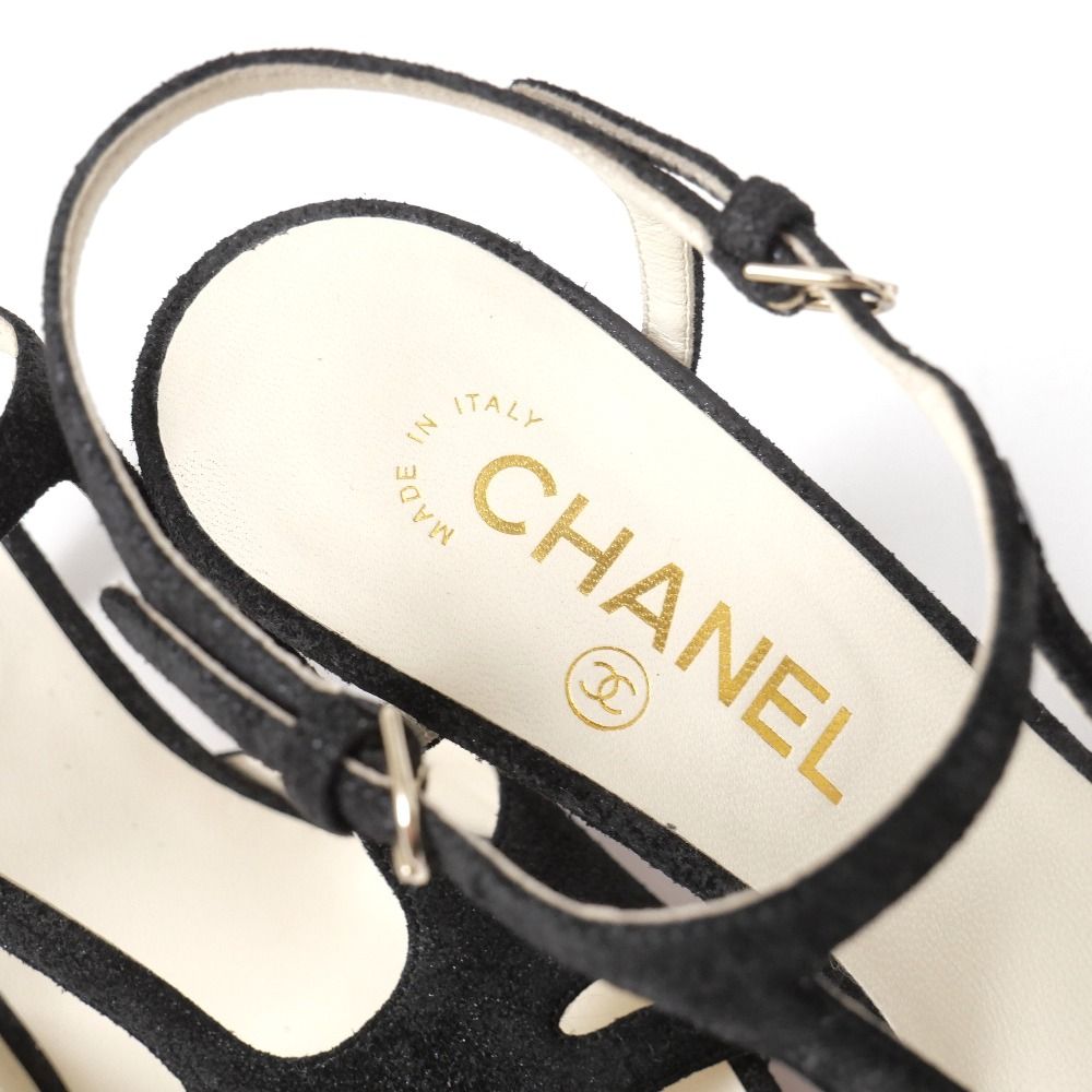 Chanel Sandals 37.5 13c Ankle Strap High Heels — view 6