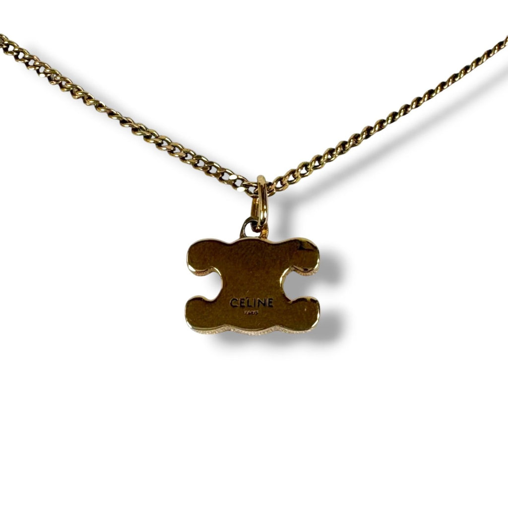 Celine Triomphe Rhinestone Necklace Gold Finish Brass & Crystal — view 7