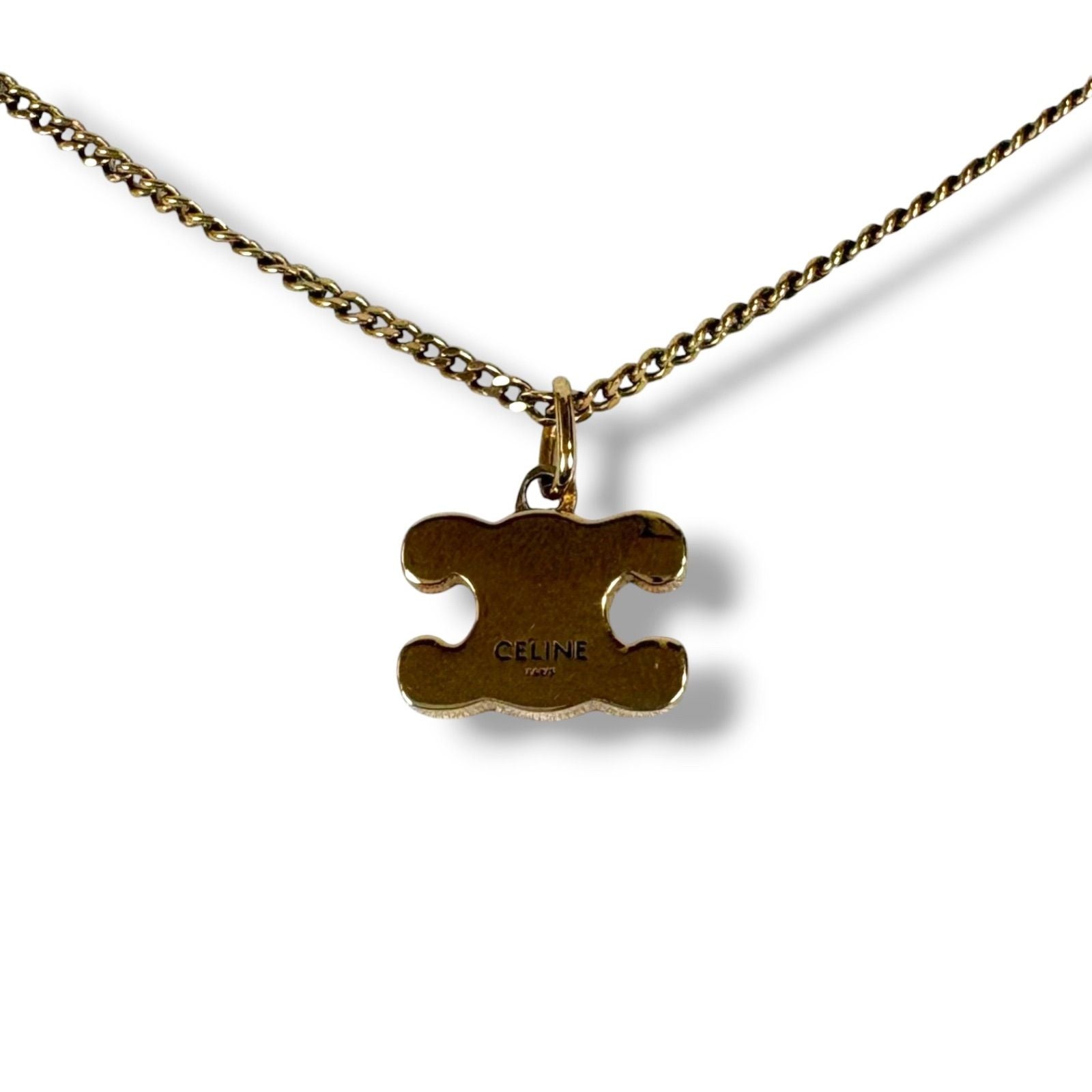 Celine Triomphe Rhinestone Necklace Gold Finish Brass & Crystal — view 7