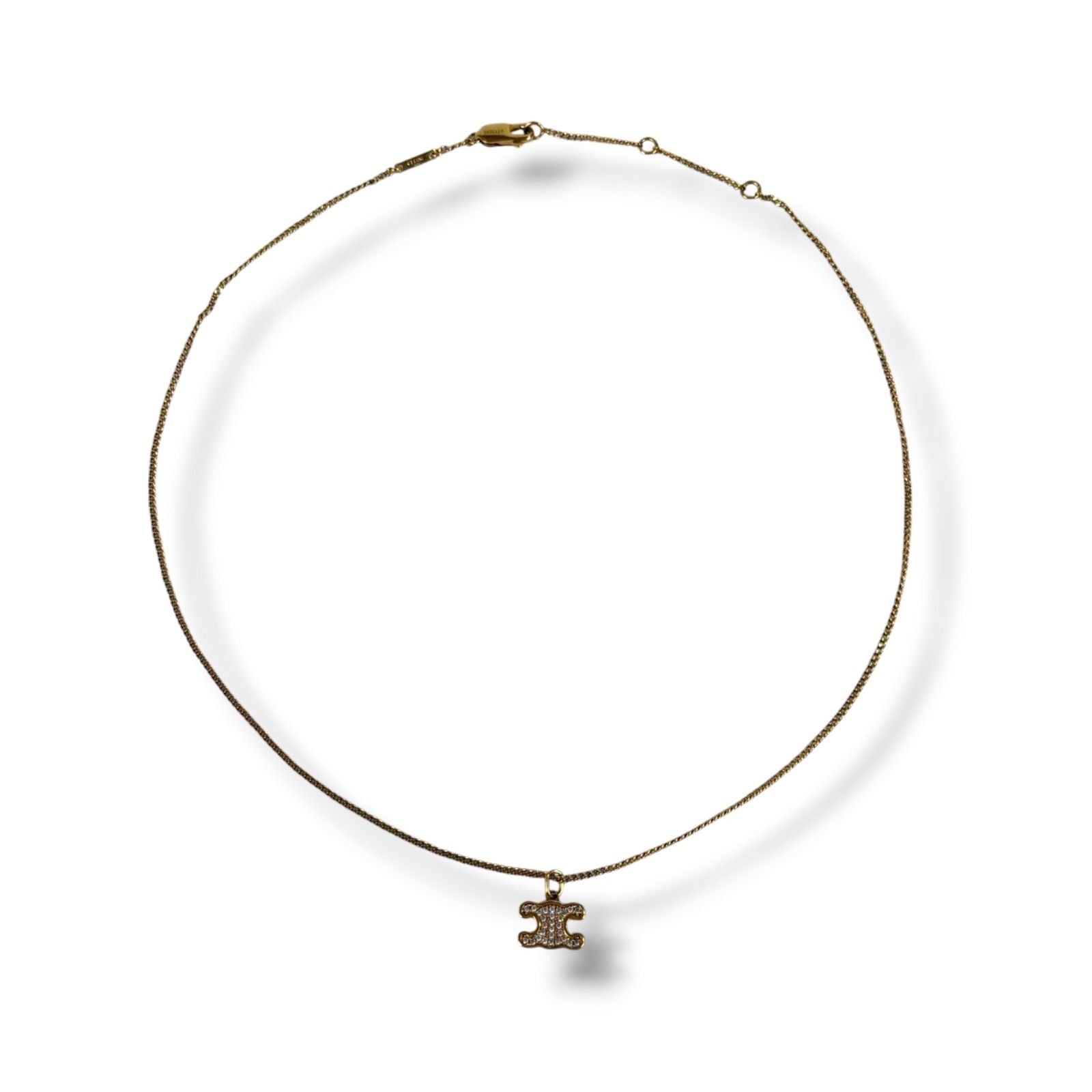 Celine Triomphe Rhinestone Necklace Gold Finish Brass & Crystal — view 2