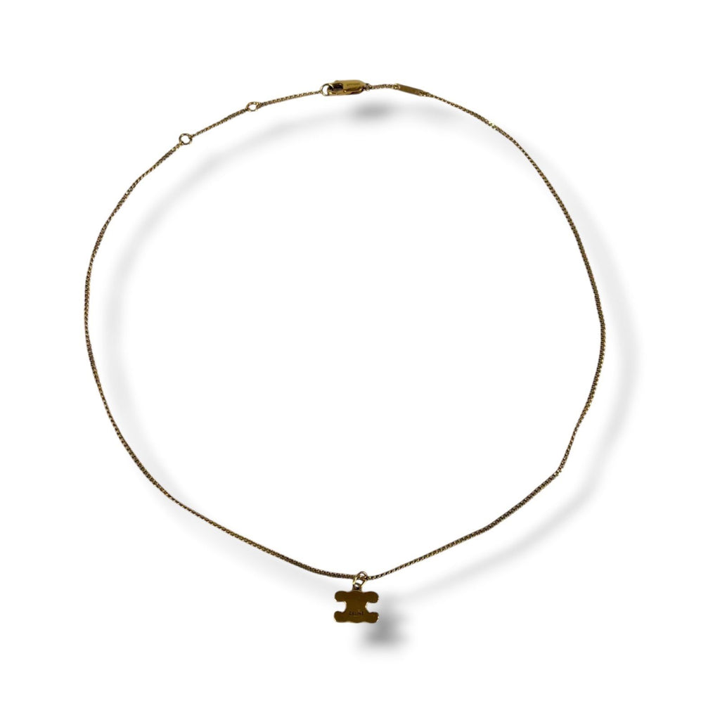 Celine Triomphe Rhinestone Necklace Gold Finish Brass & Crystal — view 3