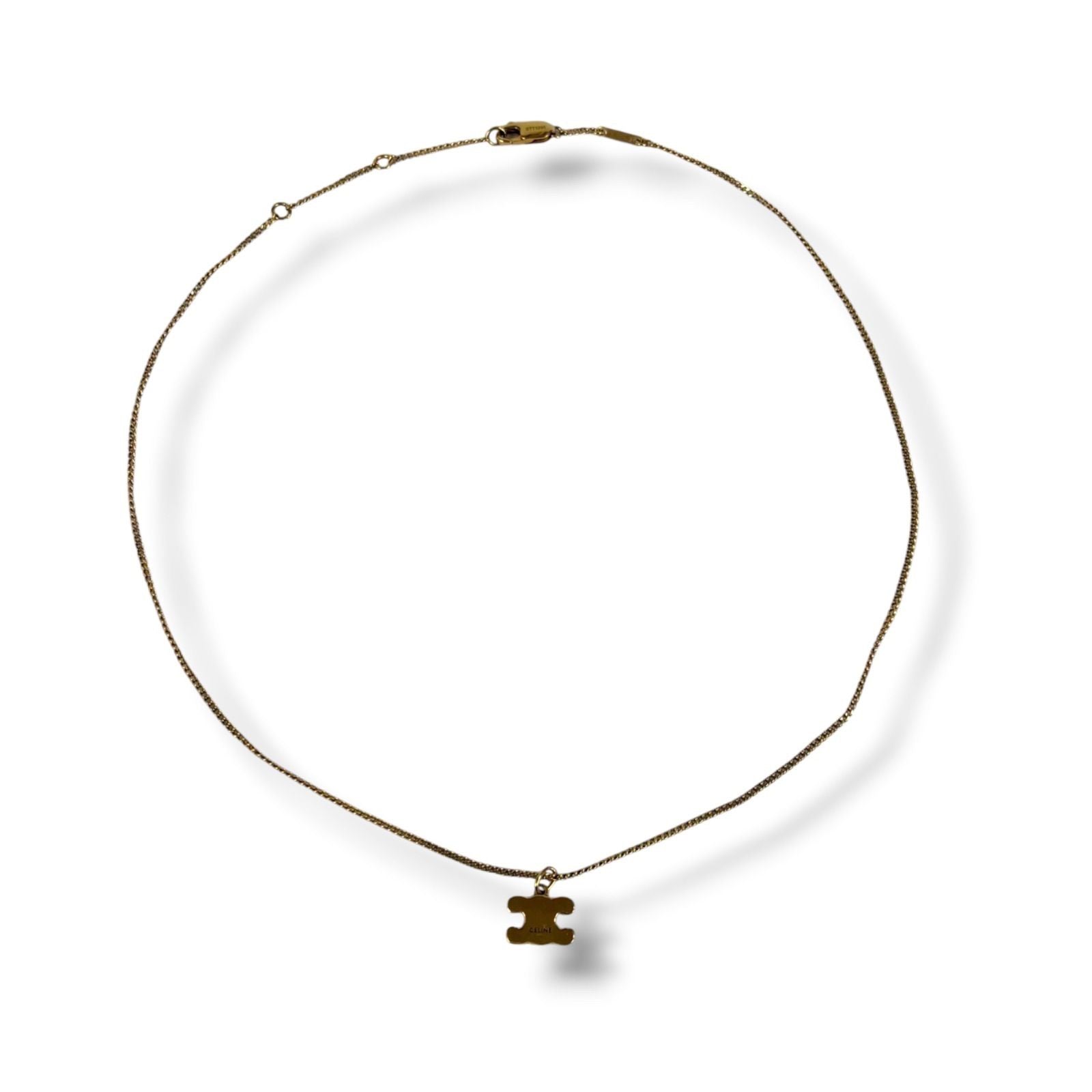 Celine Triomphe Rhinestone Necklace Gold Finish Brass & Crystal — view 3