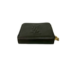 Saint Laurent YSL Logo Leather Round Zip Bifold Wallet Mini Gray — view 6