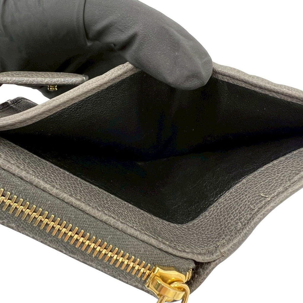 Saint Laurent YSL Logo Leather Round Zip Bifold Wallet Mini Gray — view 8
