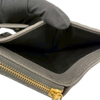 Saint Laurent YSL Logo Leather Round Zip Bifold Wallet Mini Gray — view 8