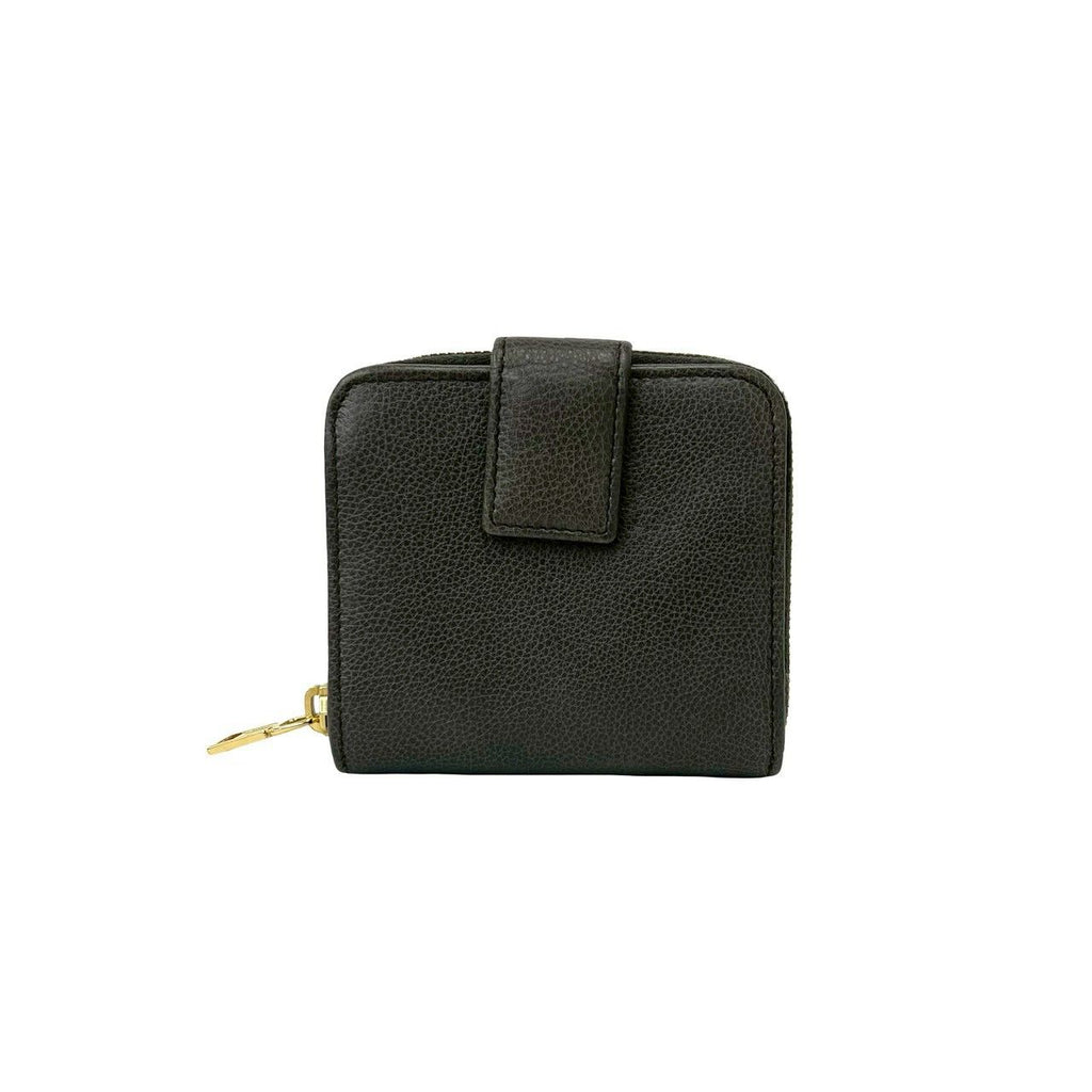 Saint Laurent YSL Logo Leather Round Zip Bifold Wallet Mini Gray — view 2