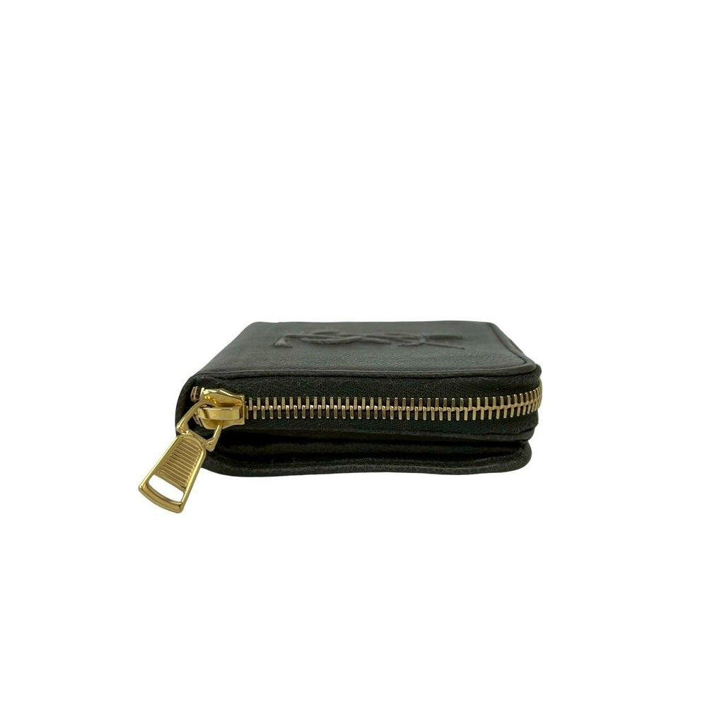 Saint Laurent YSL Logo Leather Round Zip Bifold Wallet Mini Gray — view 5