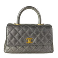 Chanel Handbag Top Handle Flap Bag Quilted Coco XS Silver Vintage Gold
