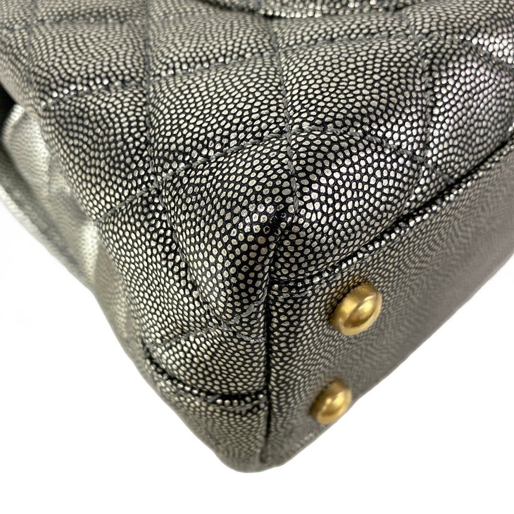 Chanel Handbag Top Handle Flap Bag Quilted Coco XS Silver Vintage Gold — view 8