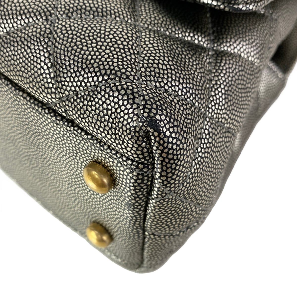Chanel Handbag Top Handle Flap Bag Quilted Coco XS Silver Vintage Gold — view 7