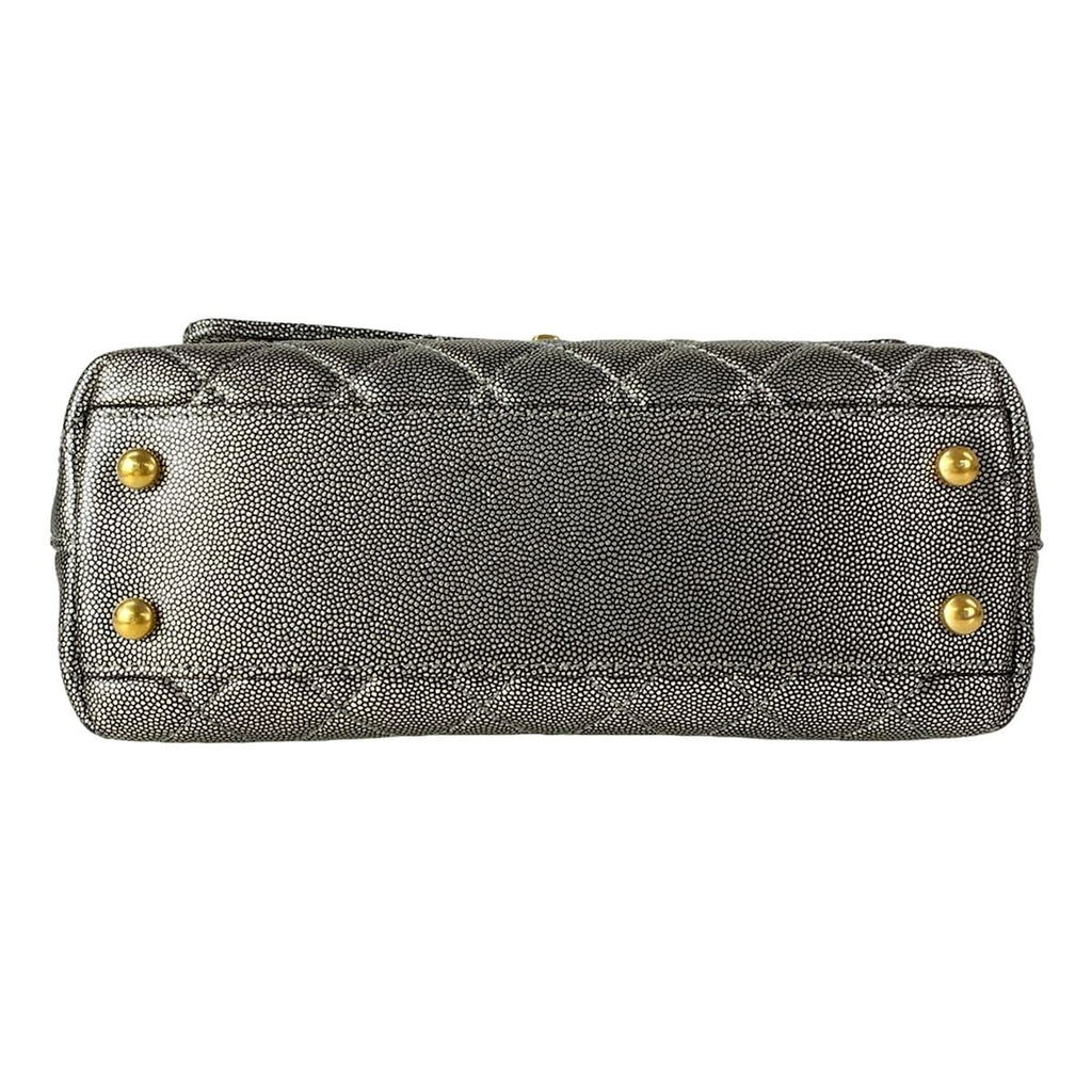 Chanel Handbag Top Handle Flap Bag Quilted Coco XS Silver Vintage Gold — view 5