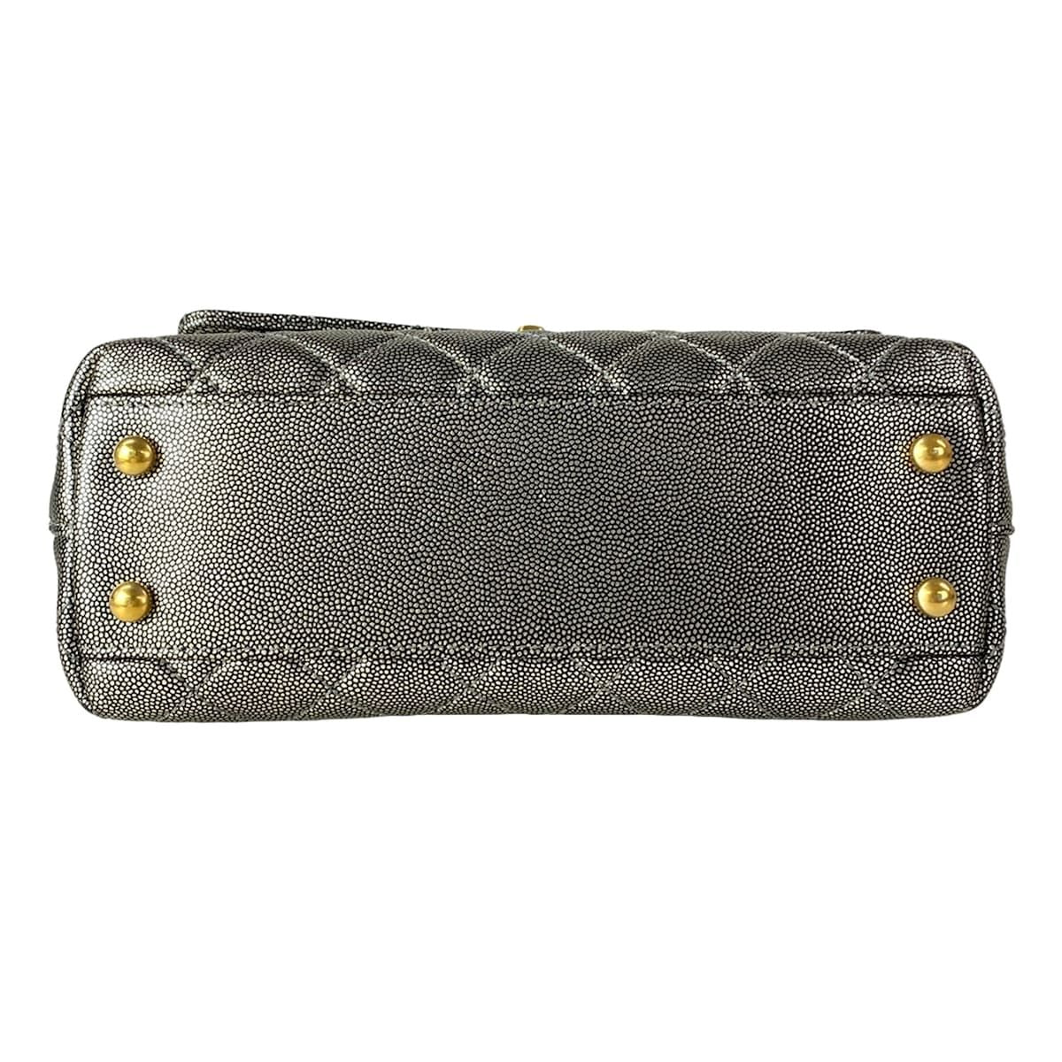 Chanel Handbag Top Handle Flap Bag Quilted Coco XS Silver Vintage Gold — view 5