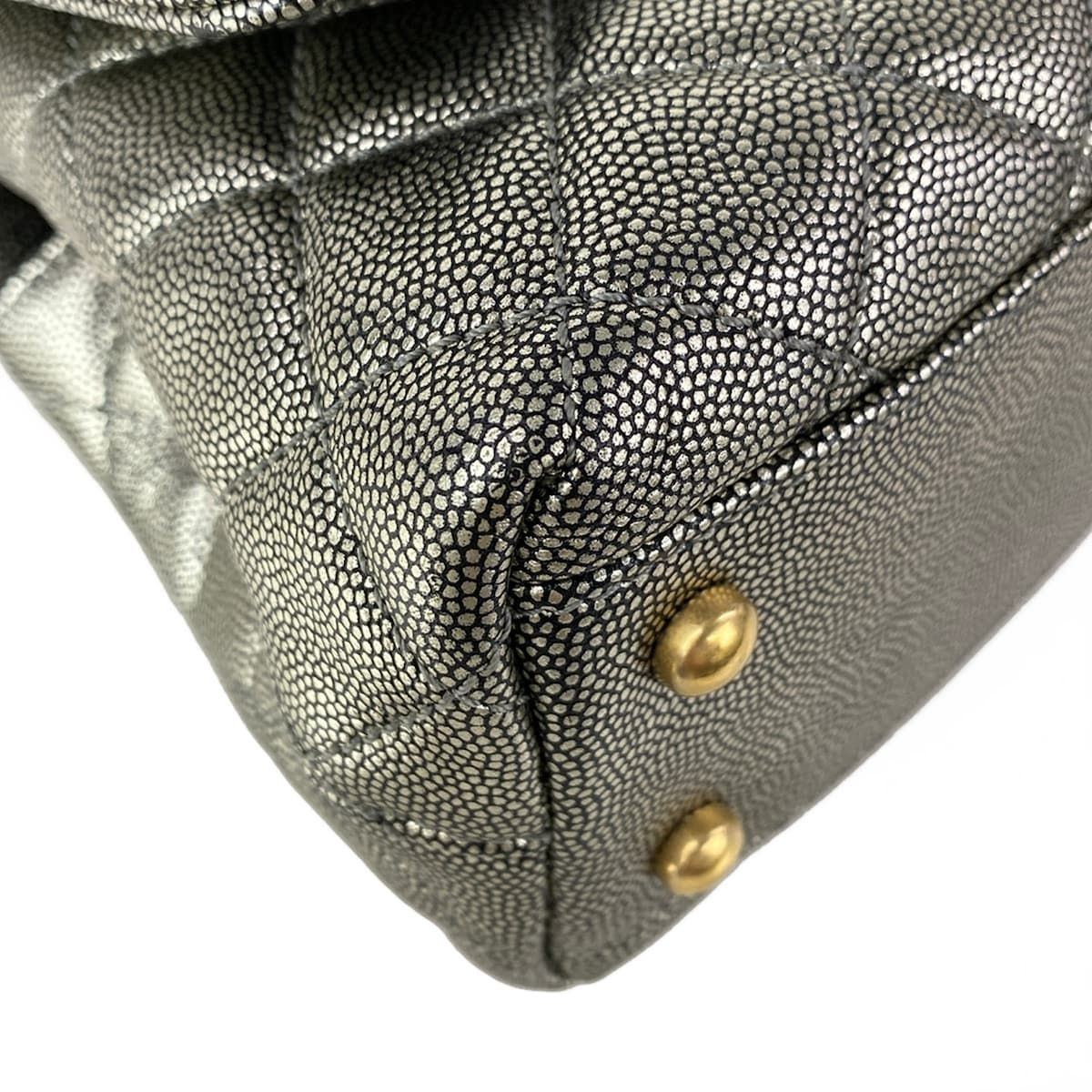 Chanel Handbag Top Handle Flap Bag Quilted Coco XS Silver Vintage Gold — view 6