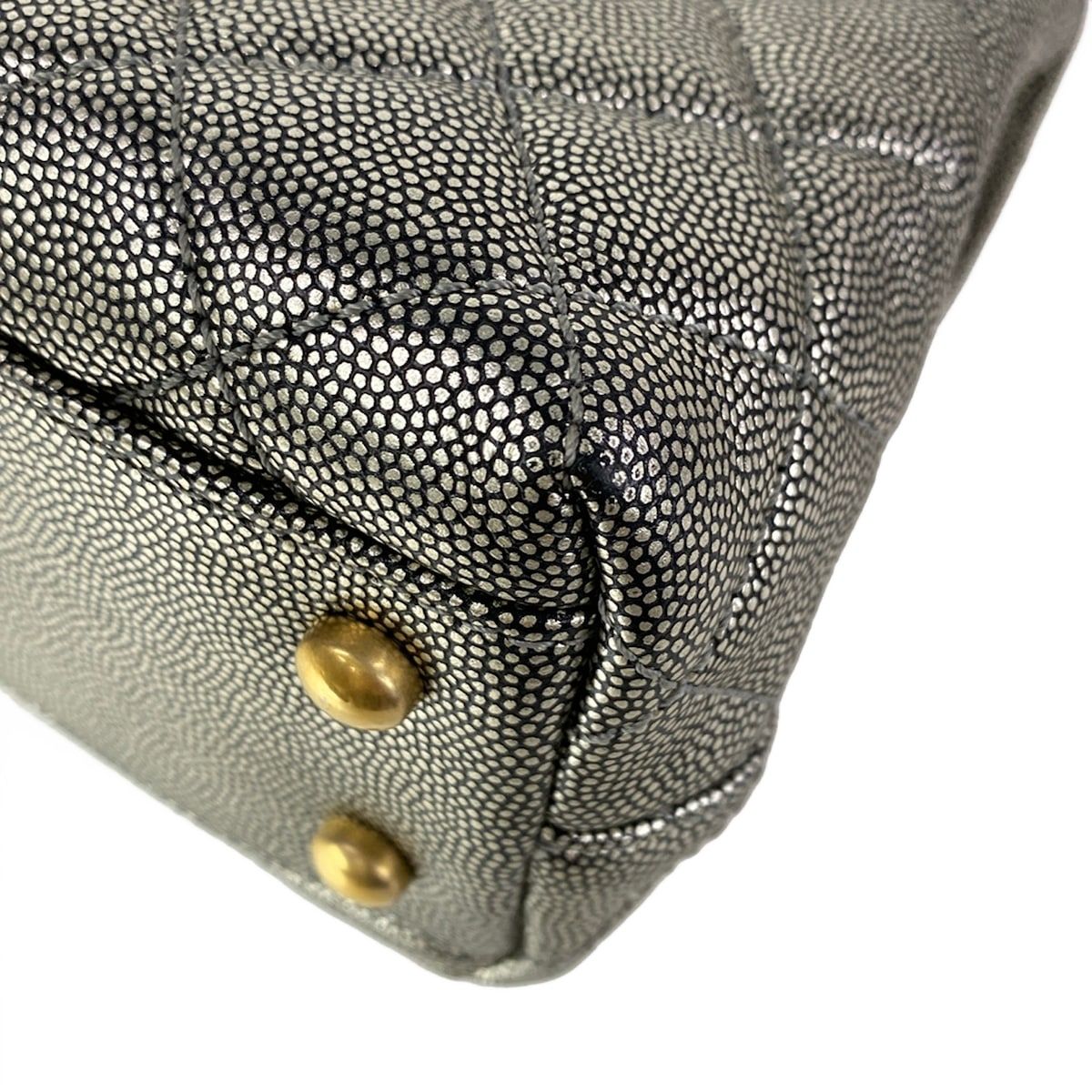 Chanel Handbag Top Handle Flap Bag Quilted Coco XS Silver Vintage Gold — view 9