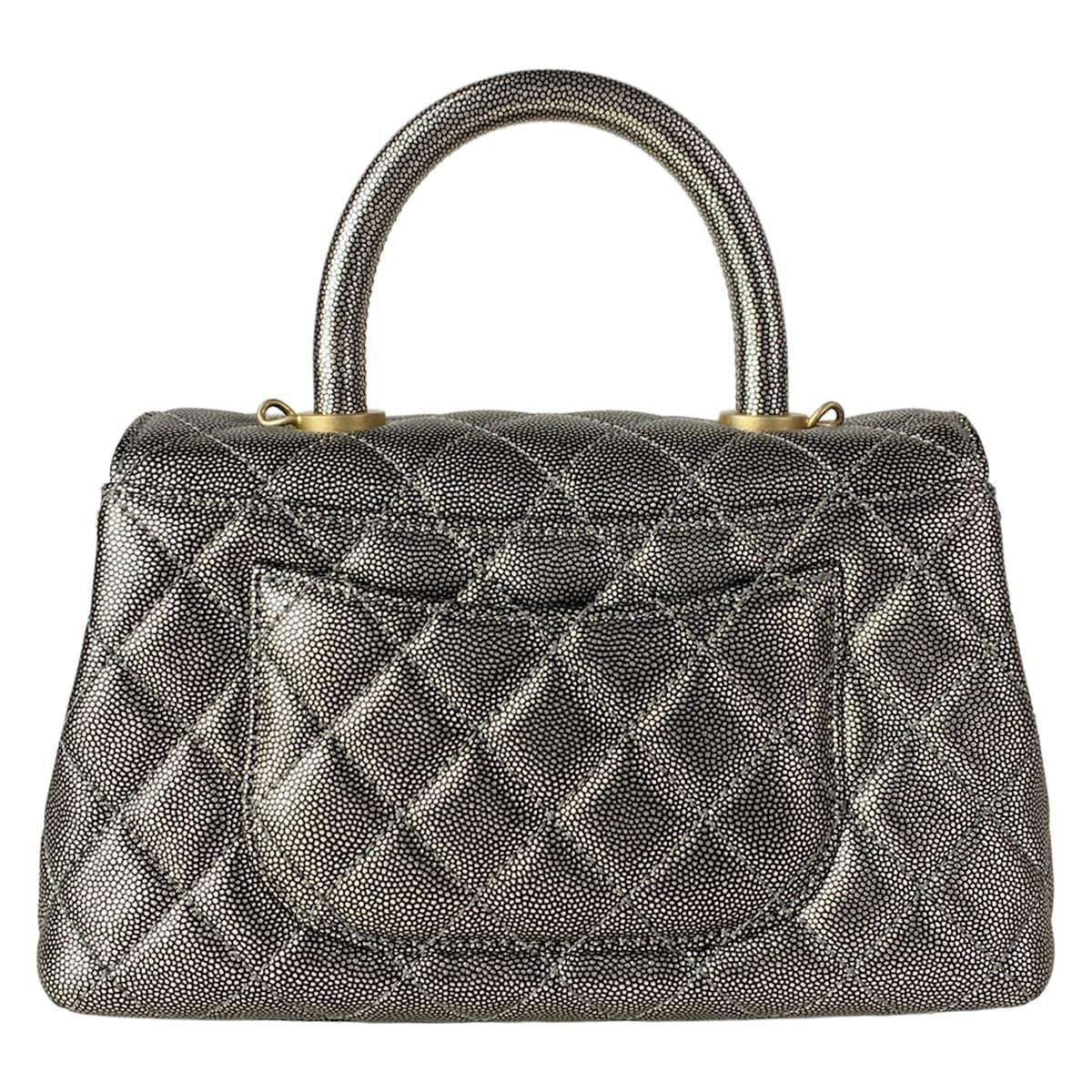 Chanel Handbag Top Handle Flap Bag Quilted Coco XS Silver Vintage Gold — view 3