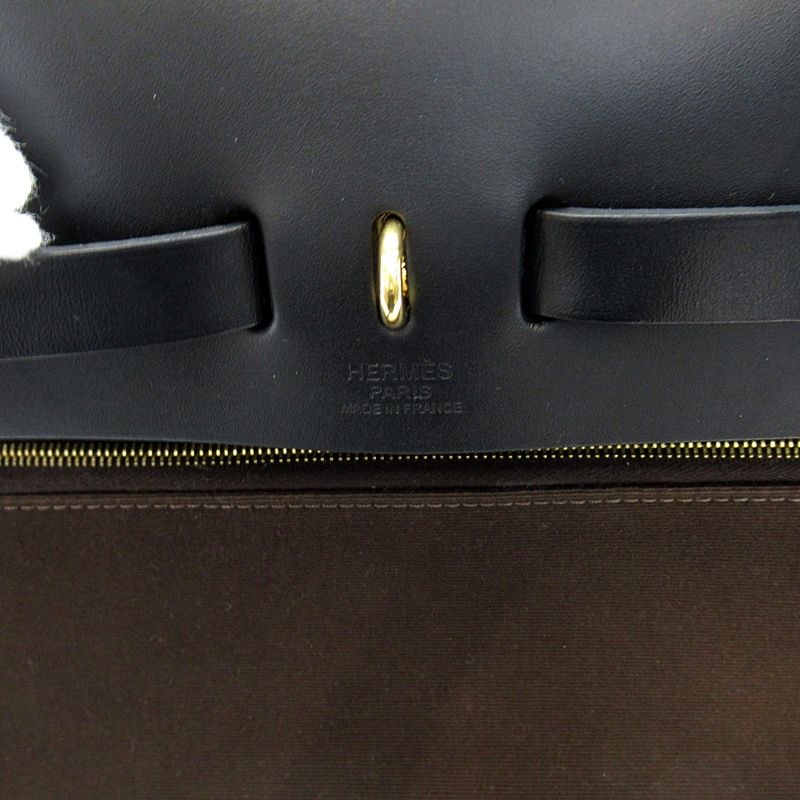 Hermes Herbag Zip PM Toile D'officier Box Calf Backpack Black Brown — view 7