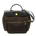 Hermes Herbag Zip PM Toile D'officier Box Calf Backpack Black Brown
