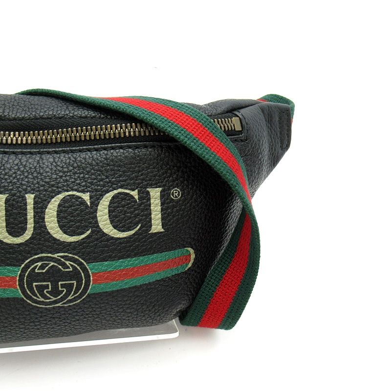 Gucci Logo Printed Small Belt Bag Leather Black — view 2
