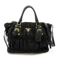 Prada Gather 2-Way Handbag Nylon Black