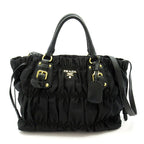 Prada Gather 2-Way Handbag Nylon Black