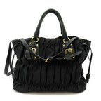 Prada Gather 2-Way Handbag Nylon Black — view 4