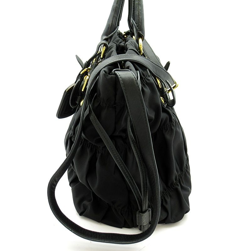 Prada Gather 2-Way Handbag Nylon Black — view 3