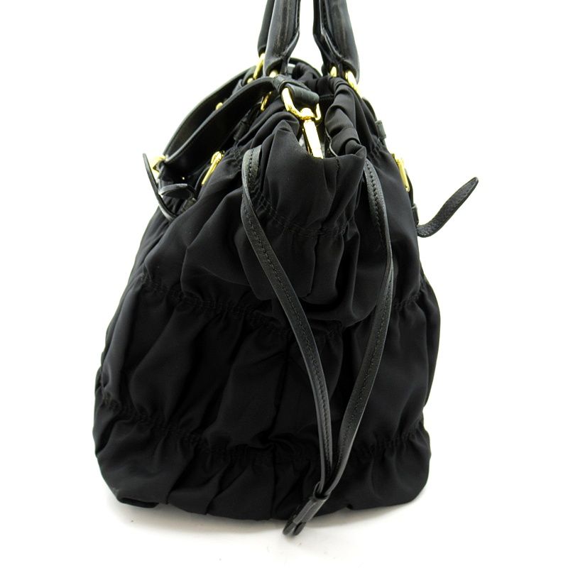 Prada Gather 2-Way Handbag Nylon Black — view 5