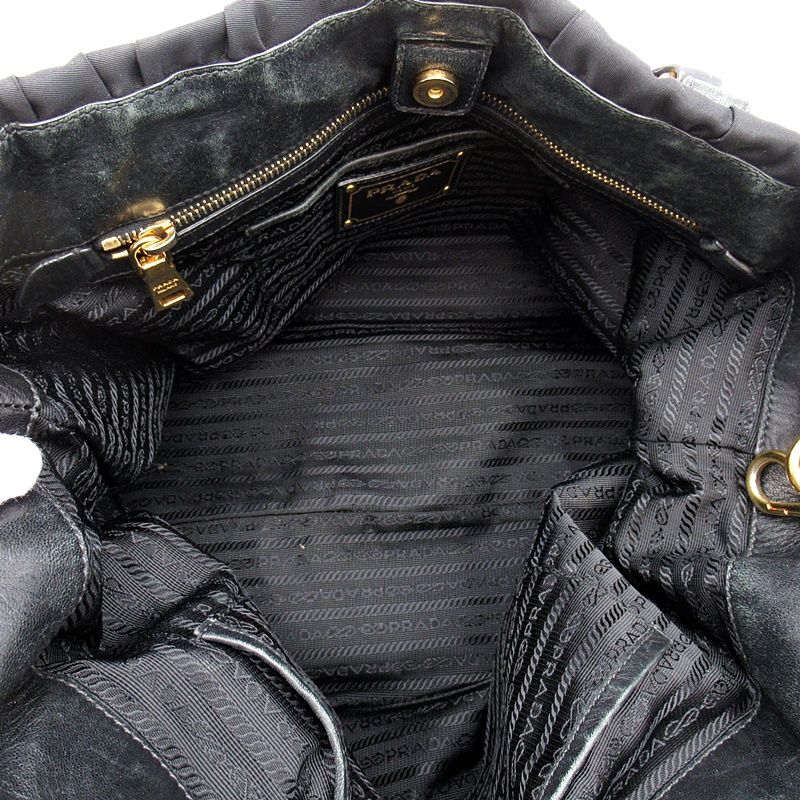 Prada Gather 2-Way Handbag Nylon Black — view 7