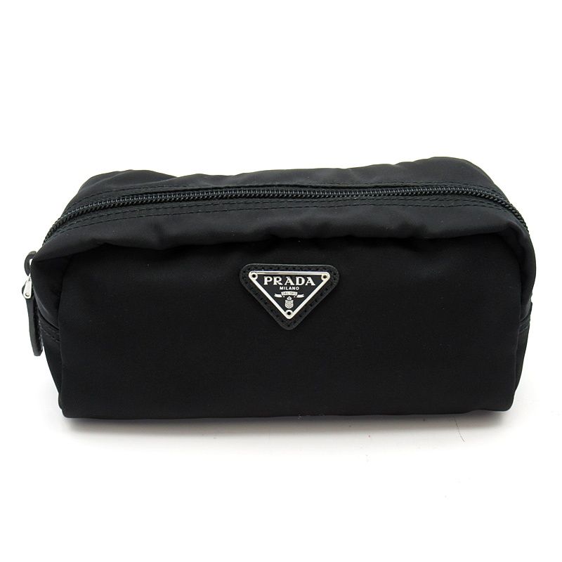 Prada Cosmetic Pouch Nylon Bags Black
