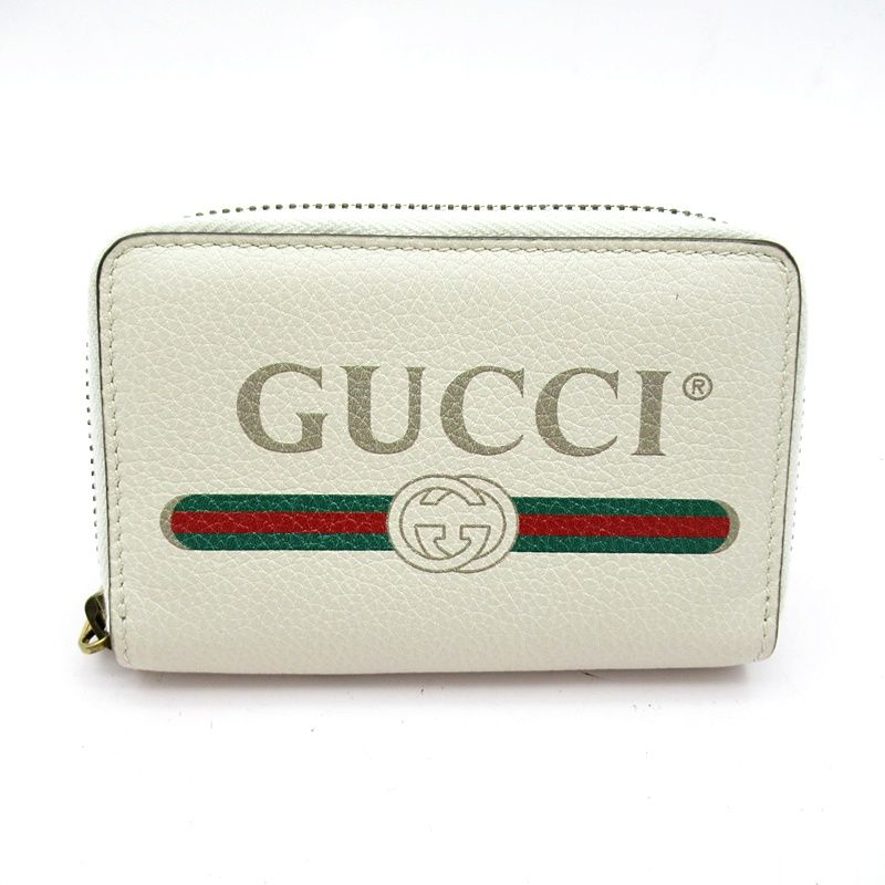 Gucci Print Card Coin Case Leather White