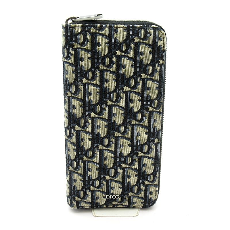 Dior Vertical Long Zip Wallet Oblique Jacquard Black